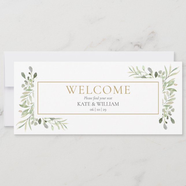Greenery Welcome Header Hanging Seating Chart  (Front)
