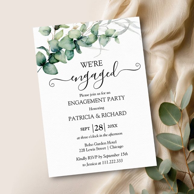 Greenery We're Engaged Engagement Party Invitation (Creator Uploaded)