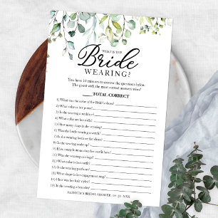 Greenery What Is The Bride Wearing Game Bridal Fly Flyer