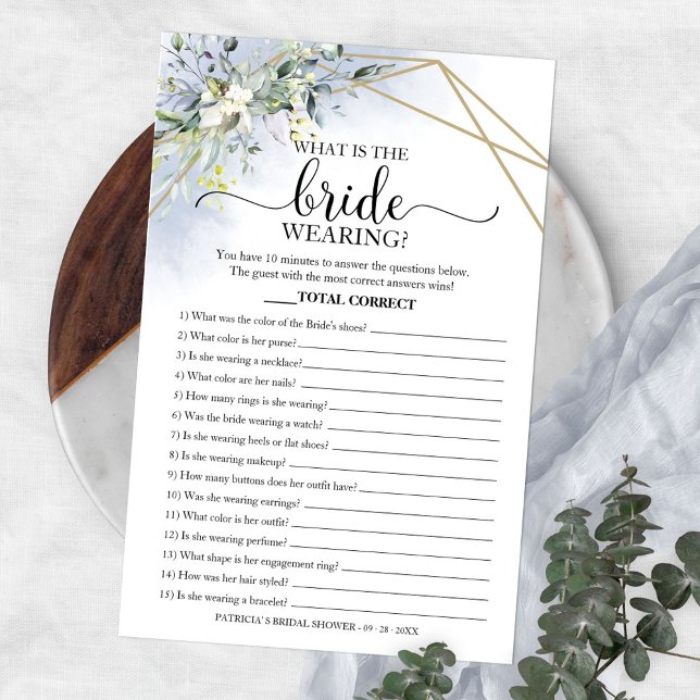 Greenery What Is The Bride Wearing Game Bridal Fly Flyer (Creator Uploaded)