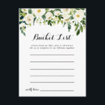 Greenery White Autumn Floral Bucket List Cards<br><div class="desc">These greenery white autumn floral bucket list cards are the perfect activity for a rustic wedding reception or bridal shower. The design features elegant watercolor white peonies with green foliage.

Bucket List sign is sold separately.</div>