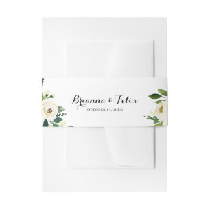 Greenery White Autumn Floral Wedding Invitation Invitation Belly Band