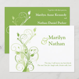 Greenery, White Floral Wedding Invitation