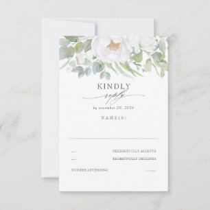Greenery White Floral Wedding RSVP