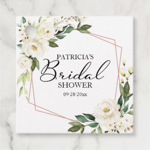 Greenery White Flowers Geometric Bridal Shower Fav Favour Tags
