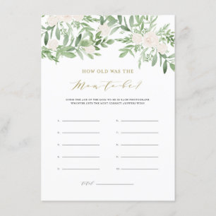 Greenery & White Flowers How Old Was the Mom-to-be Enclosure Card