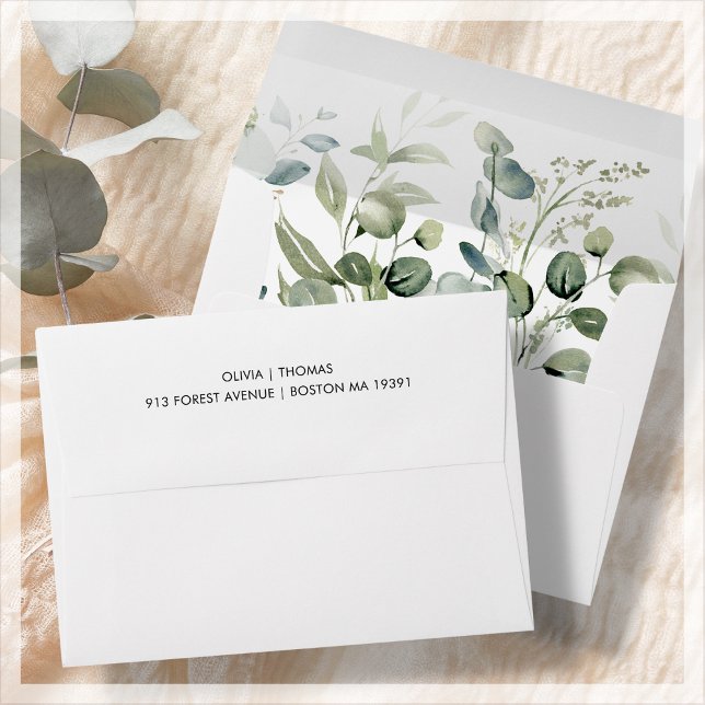 Greenery | White Modern Wedding Envelope (Creator Uploaded)