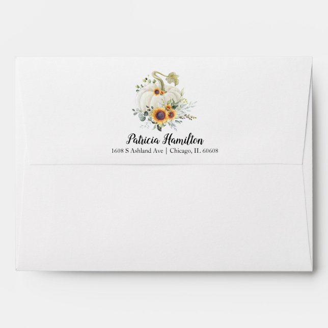 Greenery White Pumpkin Fall Baby Shower Envelope (Back (Top Flap))