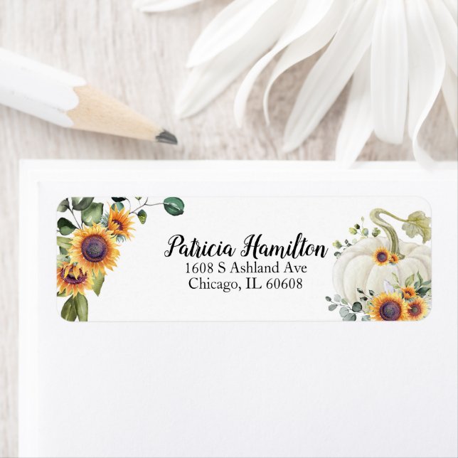 Greenery White Pumpkin Fall Baby Shower Label (Insitu)