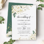 Greenery White Rose Floral Gold Leaves Wedding Invitation<br><div class="desc">*** See Matching Items: https://zazzle.com/collections/119025318323280662 *** ||| Greenery White Rose Floral Faux Gold Foil Leaves Wedding Invitation. (1) For further customization, please click the "customize further" link and use our design tool to modify this template. (2) If you prefer Thicker papers / Matte Finish, you may consider to choose the...</div>