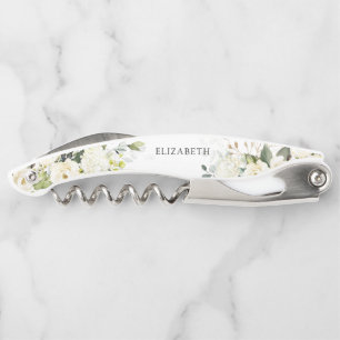 Greenery White Roses Bridal Shower  Corkscrew