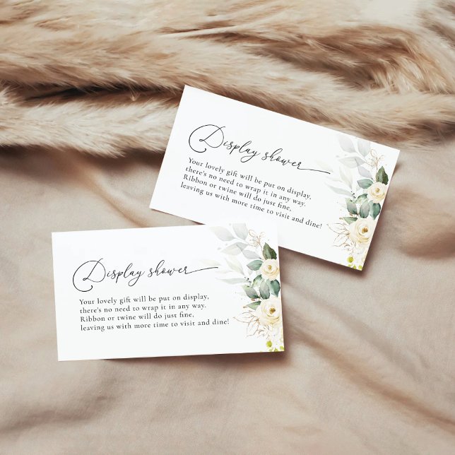Greenery White Roses Display Shower Enclosure Card (Creator Uploaded)