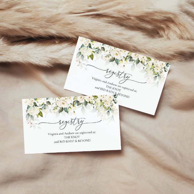 Greenery White Roses Registry Enclosure Card (Creator Uploaded)