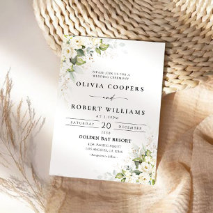 Greenery White Roses Wedding Invitation