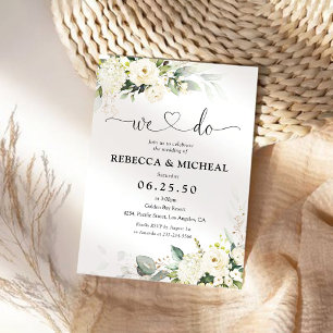 Greenery White Roses Wedding Invitation