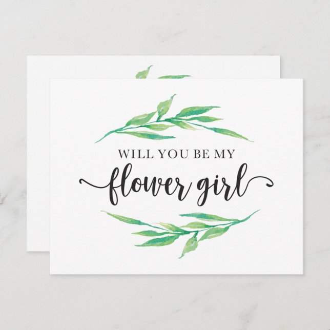 Greenery Will You Be My Flower Girl Invitation (Front/Back)