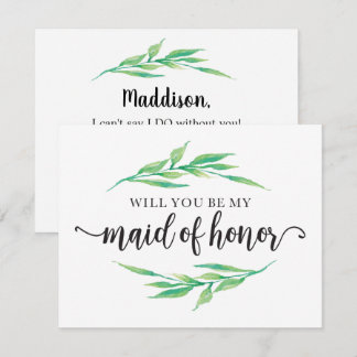 Greenery Will You Be My Maid Of Honour Invitation
