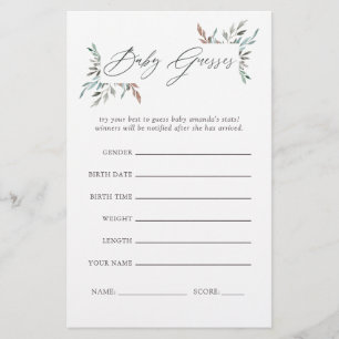 Greenery Winter Baby Shower Guessing Game