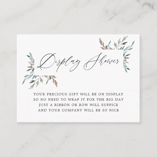 Greenery Winter Bridal Shower Display Shower Enclosure Card (Front)
