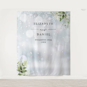 Greenery Winter Wedding Photo Backdrop Tapestry