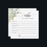 Greenery, Wishes for the Bride and Groom / Bride Advice Card<br><div class="desc">Elegant Wedding advice Card, with exquisite greenery detail and modern hand written calligraphy elements. Wedding and Bridal Shower wishes card as you can change the "Wishes for the bride and groom" message to "Wishes for the bride or bride-to-be" using the text box provided. Watercolor greenery in a beautiful blend of...</div>