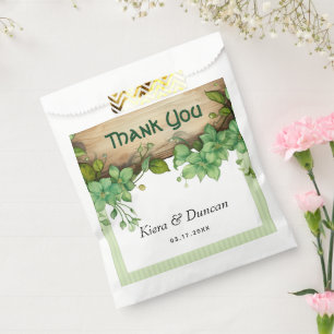 Greenery, wood St. Patricks Day wedding Thank You Favour Bag