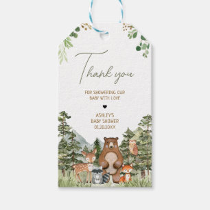 Greenery Woodland Animals Baby Shower Favour Tags