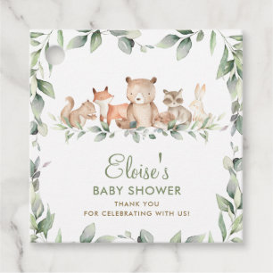 Greenery Woodland Animals Baby Shower Thank You Favour Tags