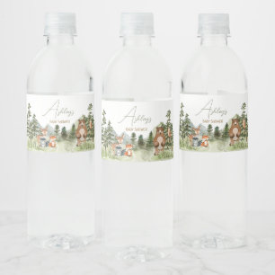 Greenery Woodland Animals Baby Shower  Water Bottle Label