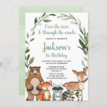 Greenery woodland animals first 1st birthday party invitation<br><div class="desc">For more advanced customization of this design,  simply select the "Customize It" button above!</div>