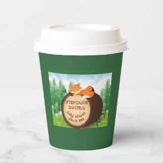 Greenery Woodland Baby Fox Baby Shower Paper Cups