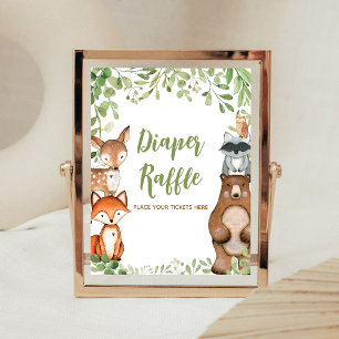 Greenery Woodland Baby Shower Diaper Raffle Poster