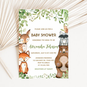 Greenery Woodland Baby Shower Invitation