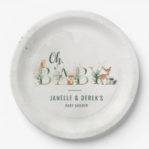 Greenery Woodland Baby Shower  Paper Plate