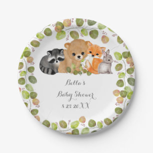 Greenery Woodland Forest Animal Paper Plates