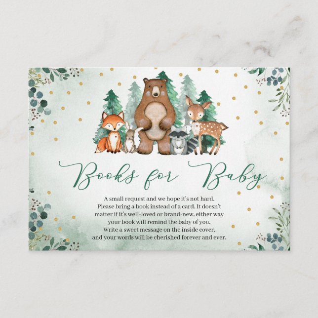 Greenery woodland forest animals Book Request Enclosure Card (Front)