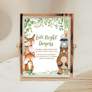 Greenery Woodland Shower Late Night Diapers Sign
