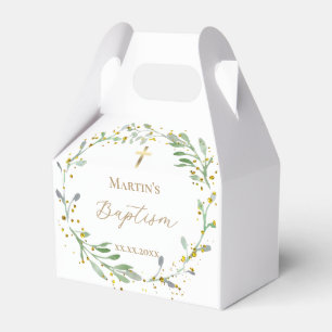 greenery wreath Baptism Favor Box