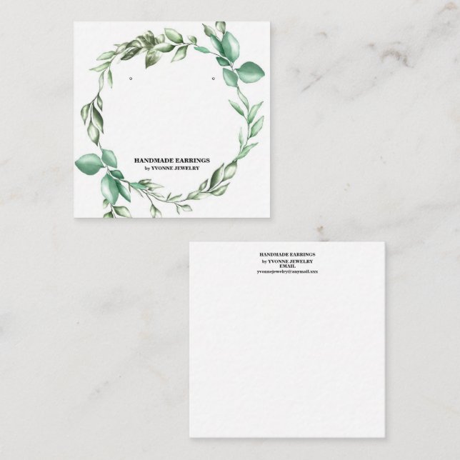 Greenery Wreath Earring Display  Business Card (Front/Back)