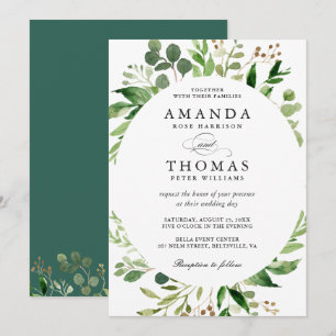 Greenery Wreath Eucalyptus Wedding Invitation