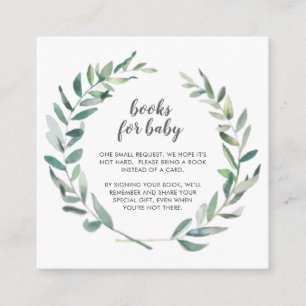 Greenery Wreath Gender Neutral Books for Baby Enclosure Card