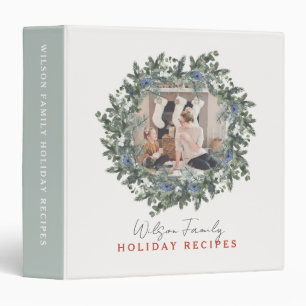 Greenery Wreath Photo Holiday Recipe Binder Book