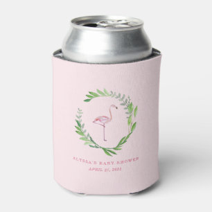 Greenery Wreath   Pink Flamingo Can Cooler