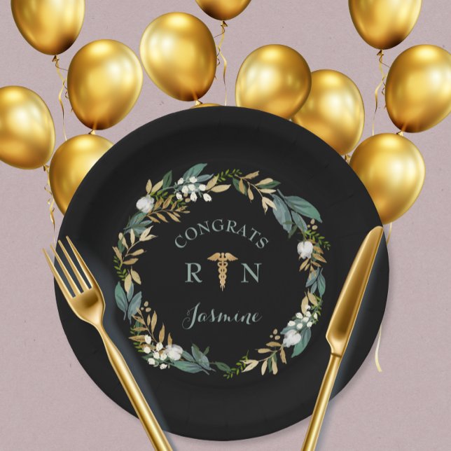 Greenery wreath RN graduation party decor Paper Plate (Creator Uploaded)