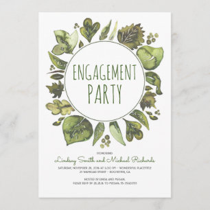 Greenery Wreath Rustic Woodland Engagement Party Invitation