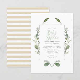 Greenery Wreath Watercolor   Baby Shower Invite