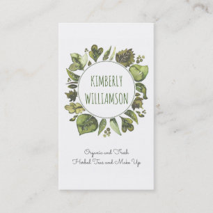 Greenery Wreath Watercolor Laurel Leaves Organic Business Card
