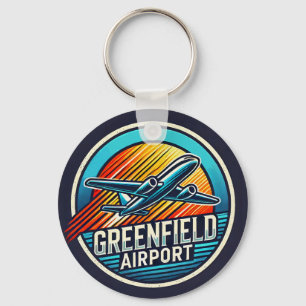 Greenfield Airport Plastic Round Keychain