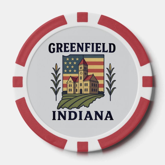 Greenfield Indiana American Flag  Poker Chips (Front)