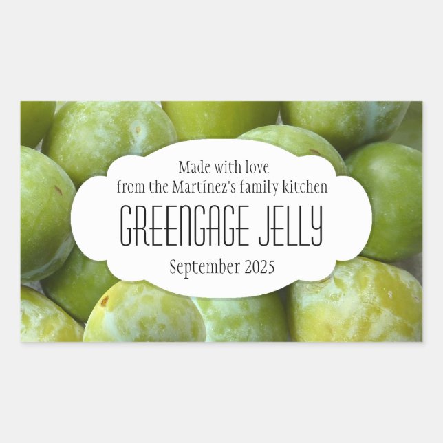 Greengagez jelly confiture préserver autocollant é (Devant)